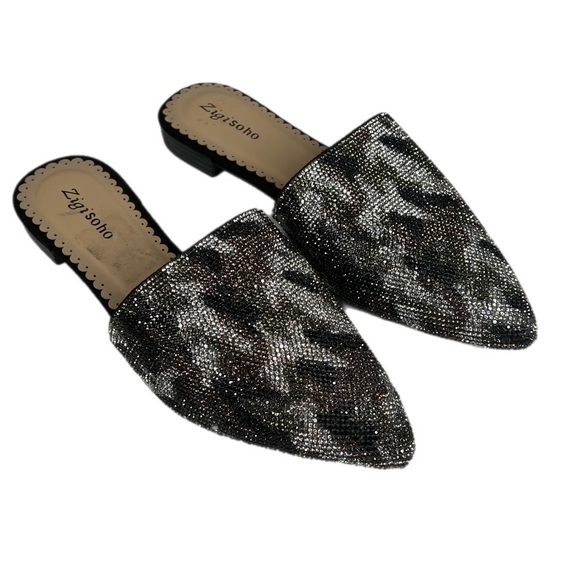 Zigi Soho Shoes - Zigi Soho | Rhinestone Covered Camo Color Mule Flats New